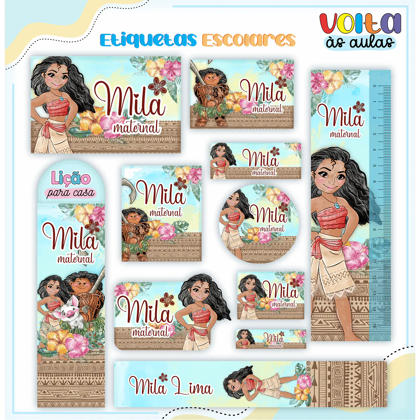 Kit Digital Encadernação Moana Volta ás Aulas  12