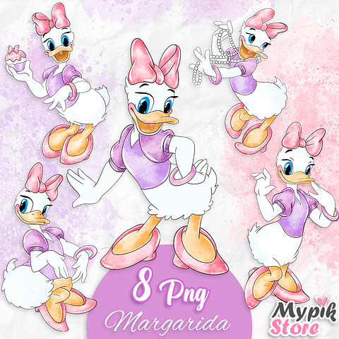 Kit Digital Margarida Aquarela Imagens PNG