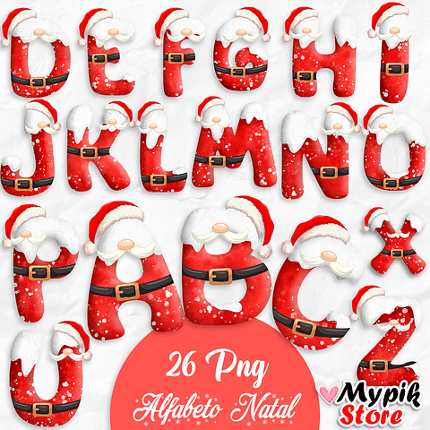 Kit Digital Alfabeto Natalino em Aquarela PNG