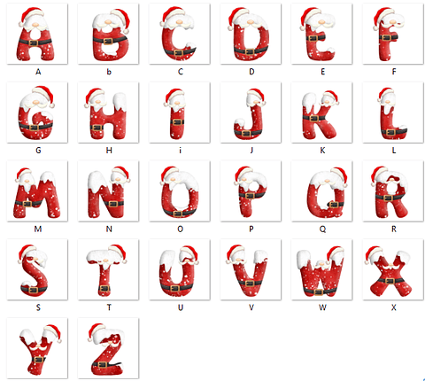 Kit Digital Alfabeto Natalino em Aquarela PNG