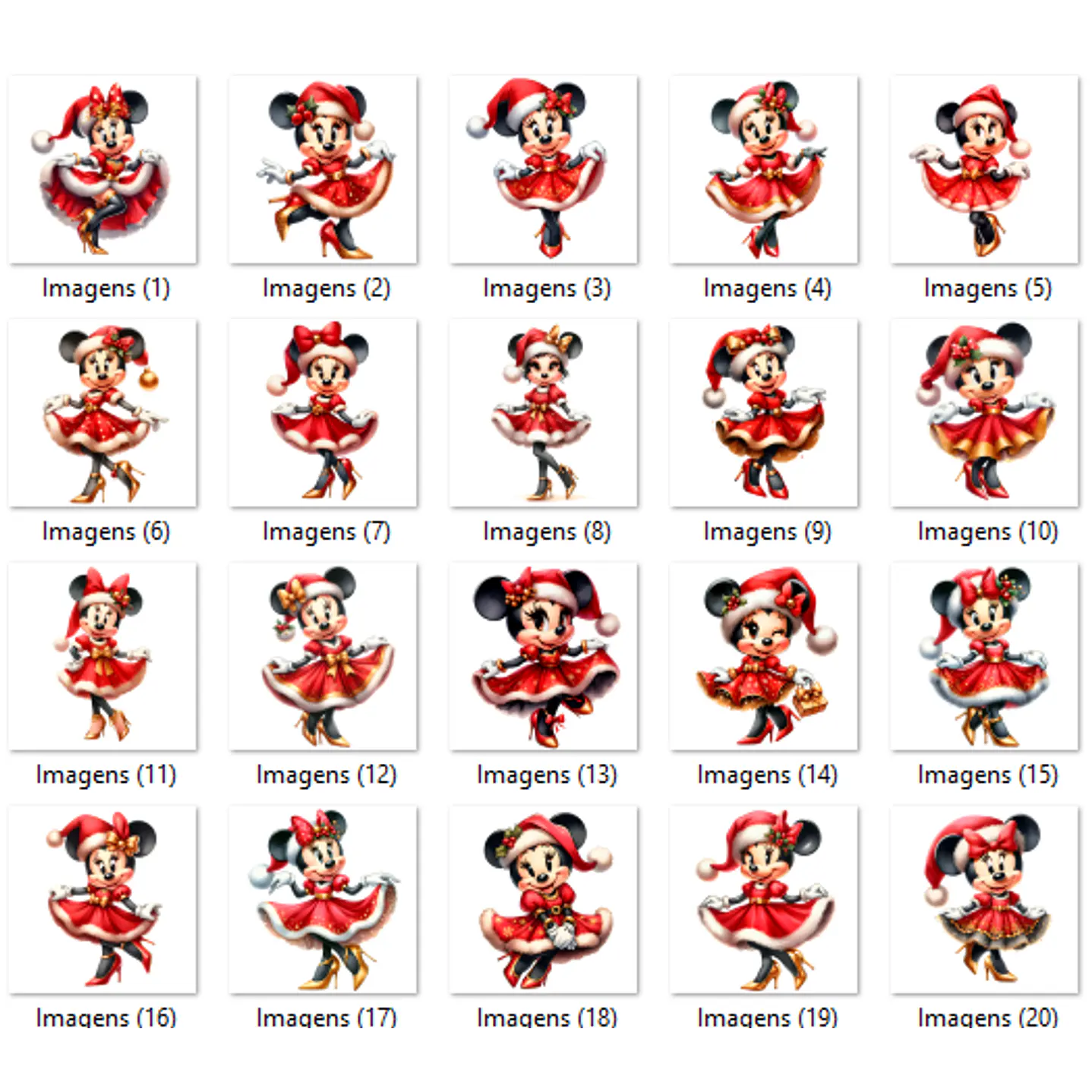 Kit Digital Minnie Vermelha Natal Aquarela imagens PNG 3