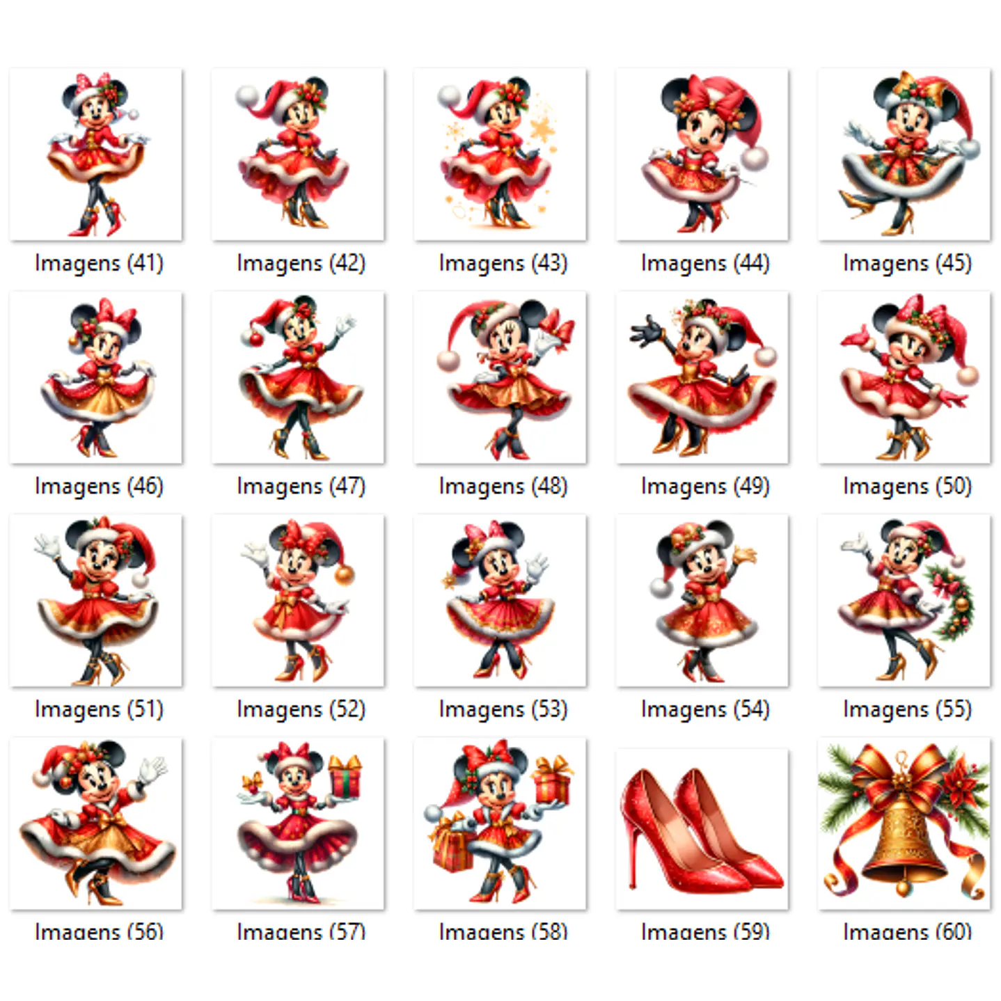 Kit Digital Minnie Vermelha Natal Aquarela imagens PNG 5