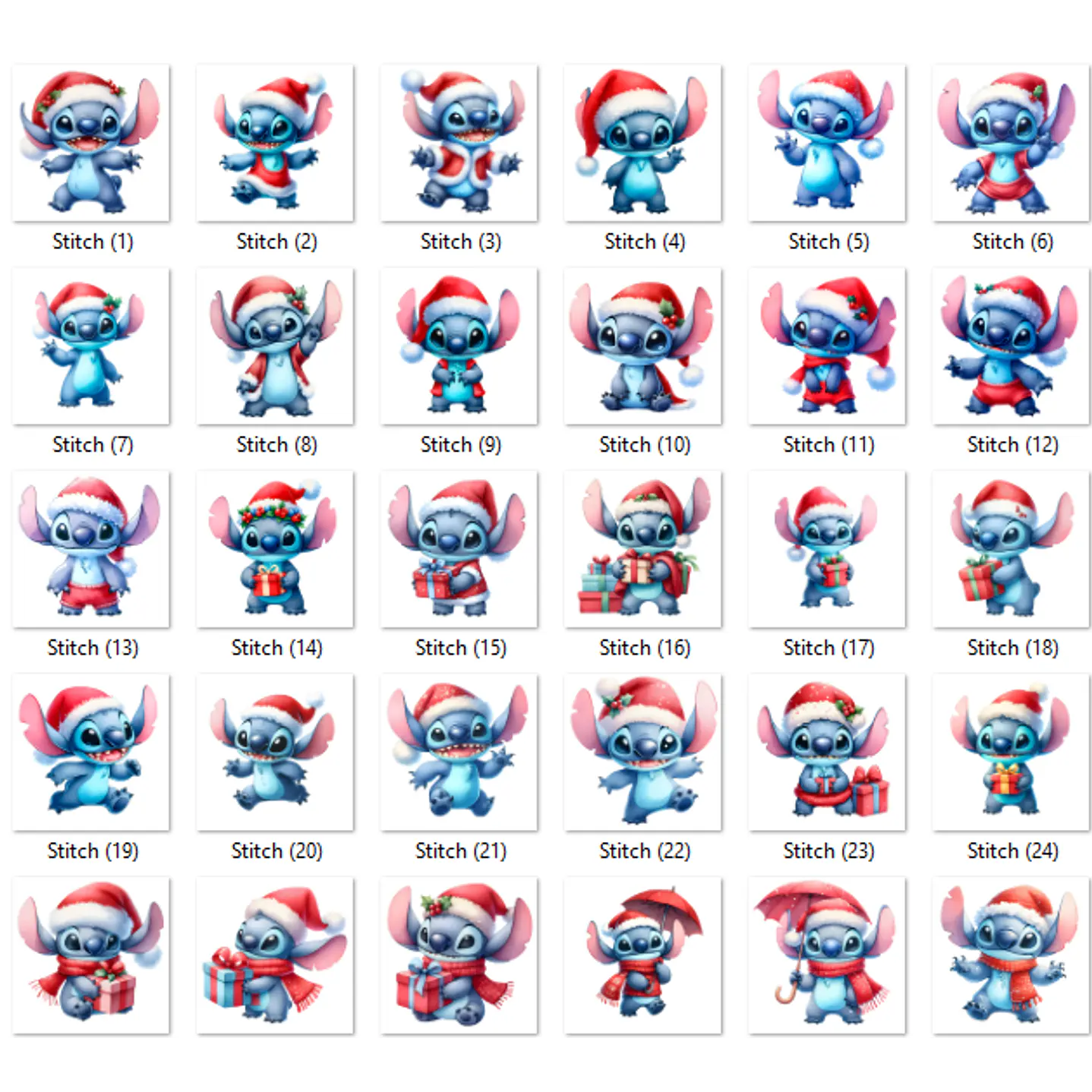 Kit Digital Lilo & Stitch Natal Aquarela Imagens PNG  2
