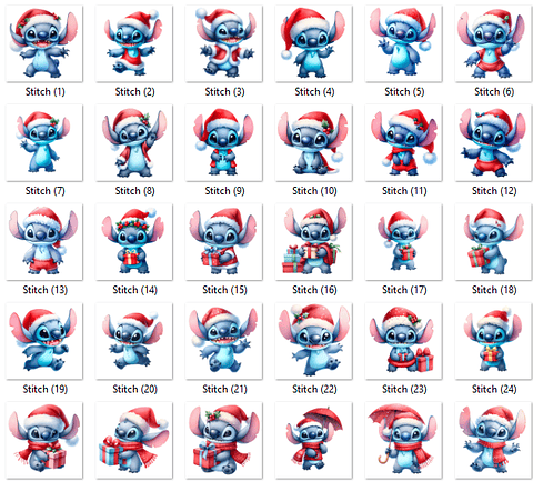 Kit Digital Lilo & Stitch Natal Aquarela Imagens PNG 