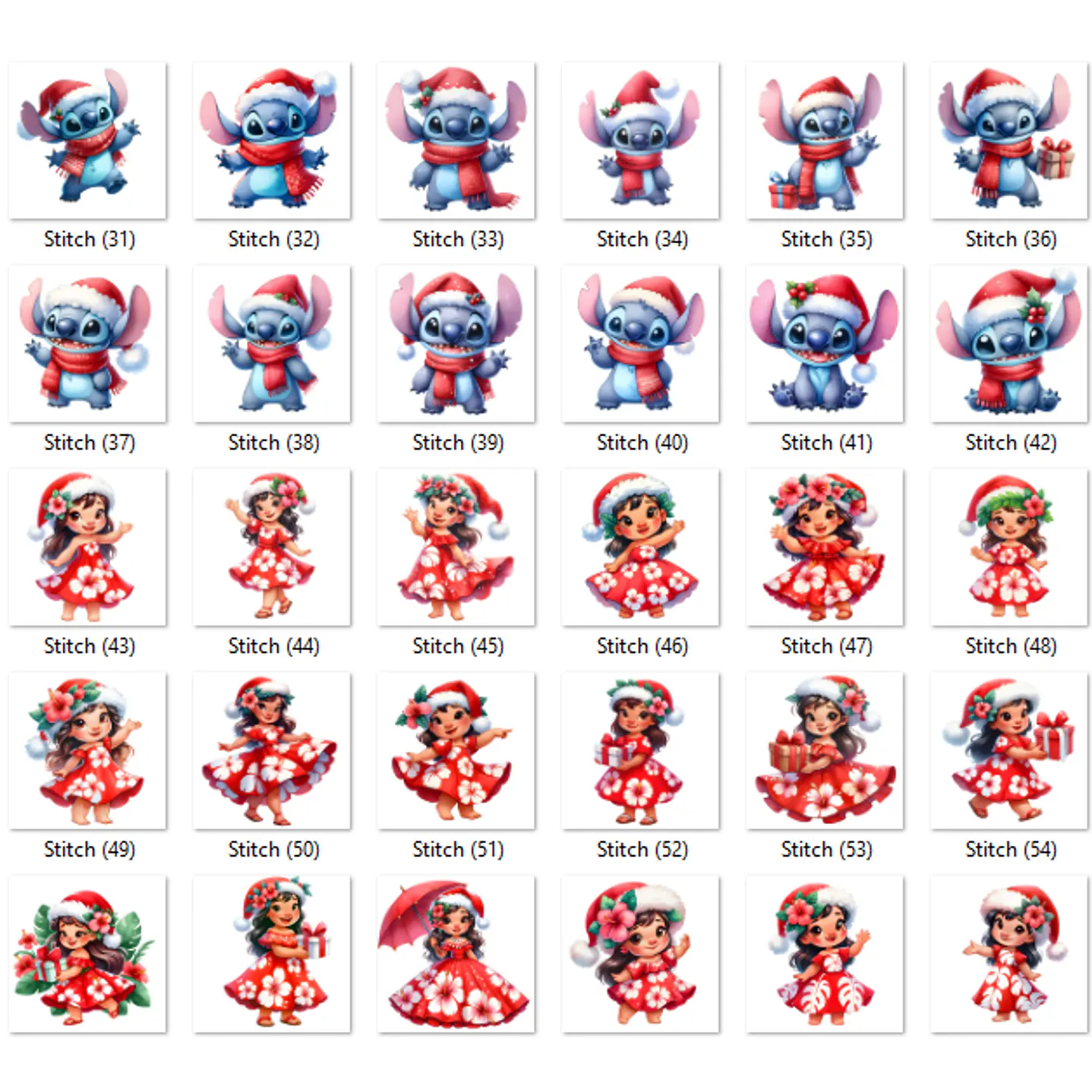 Kit Digital Lilo & Stitch Natal Aquarela Imagens PNG  3