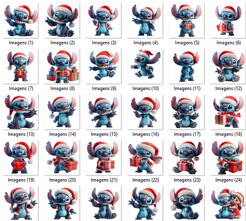 Kit Digital Lilo e Stitch Natal 3D Imagens PNG e Fundos