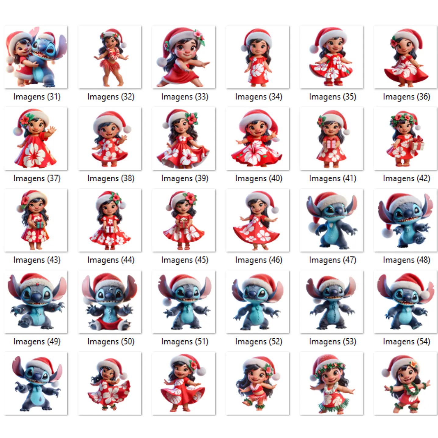 Kit Digital Lilo e Stitch Natal 3D Imagens PNG e Fundos 3