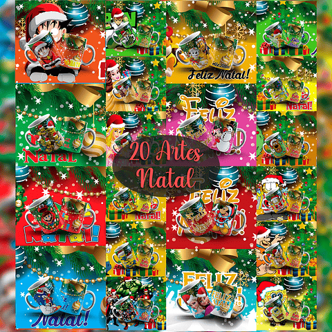 Kit Digital Artes Canecas Natal Personagens 