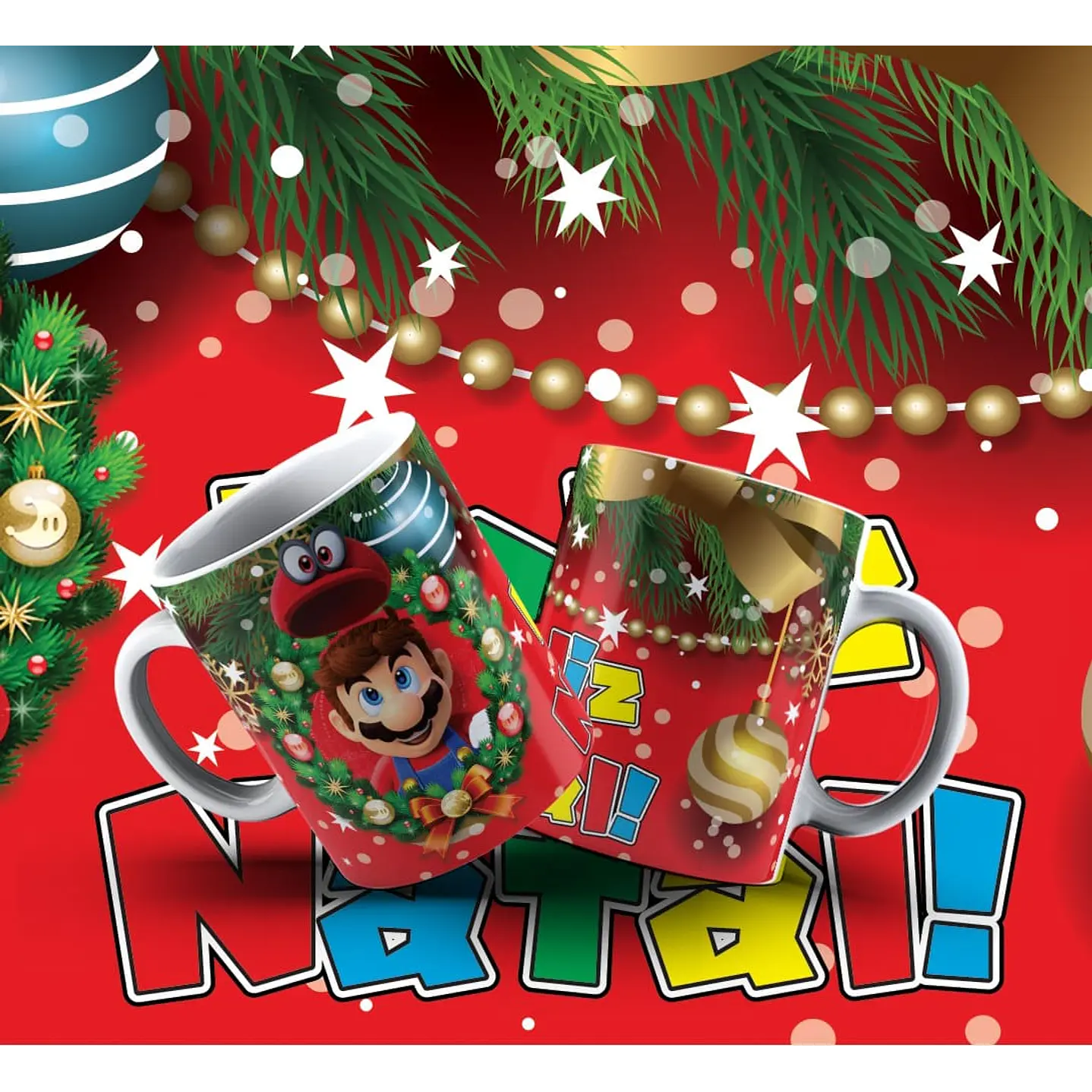 Kit Digital Artes Canecas Natal Personagens  9
