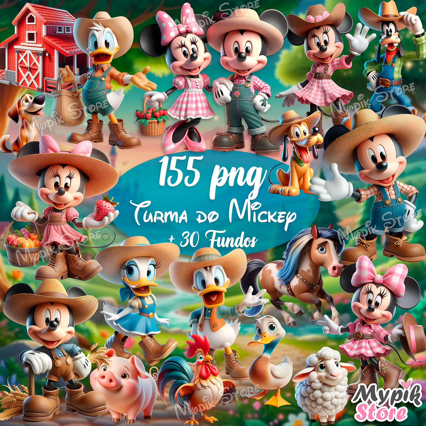 Kit Digital Turma do Mickey Fazendeiro PNG  1