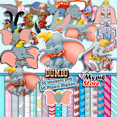 Super Kit Digital Dumbo Imagens png e Papeis Digitais 