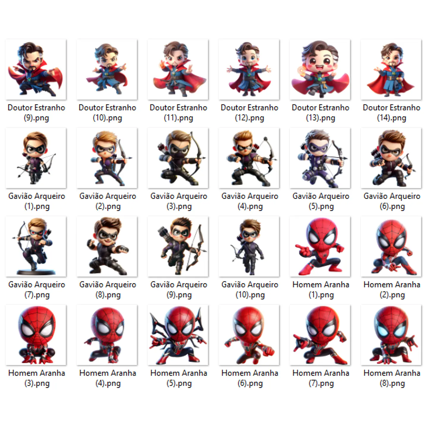 Kit Digital Vingadores Cute PNG e Fundos 5