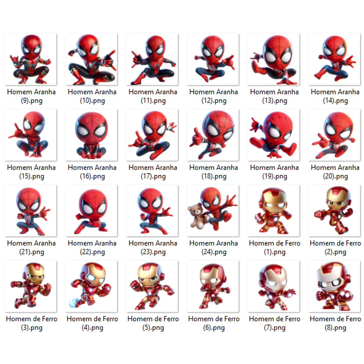 Kit Digital Vingadores Cute PNG e Fundos 6