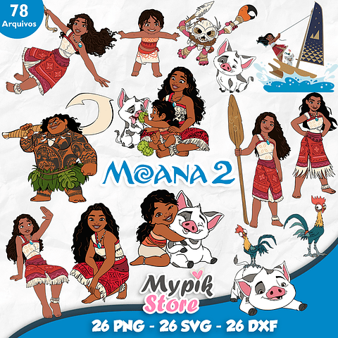Kit Digital Moana 2 - Imagens Vetorizadas PNG e SVG 