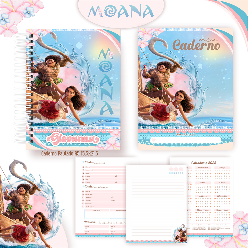 Kit Digital Encadernação Moana 2 - Completo