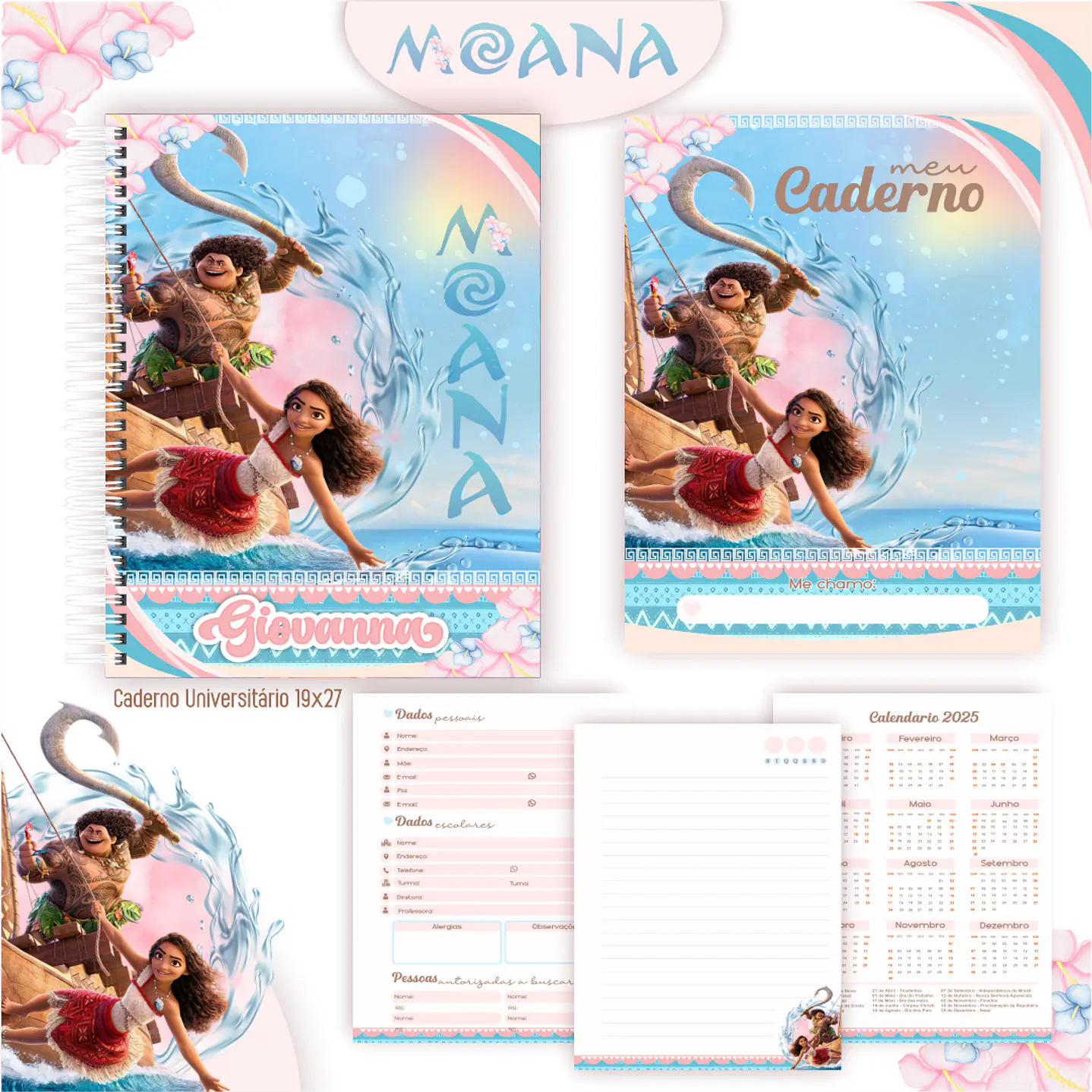 Kit Digital Encadernação Moana 2 - Completo 1