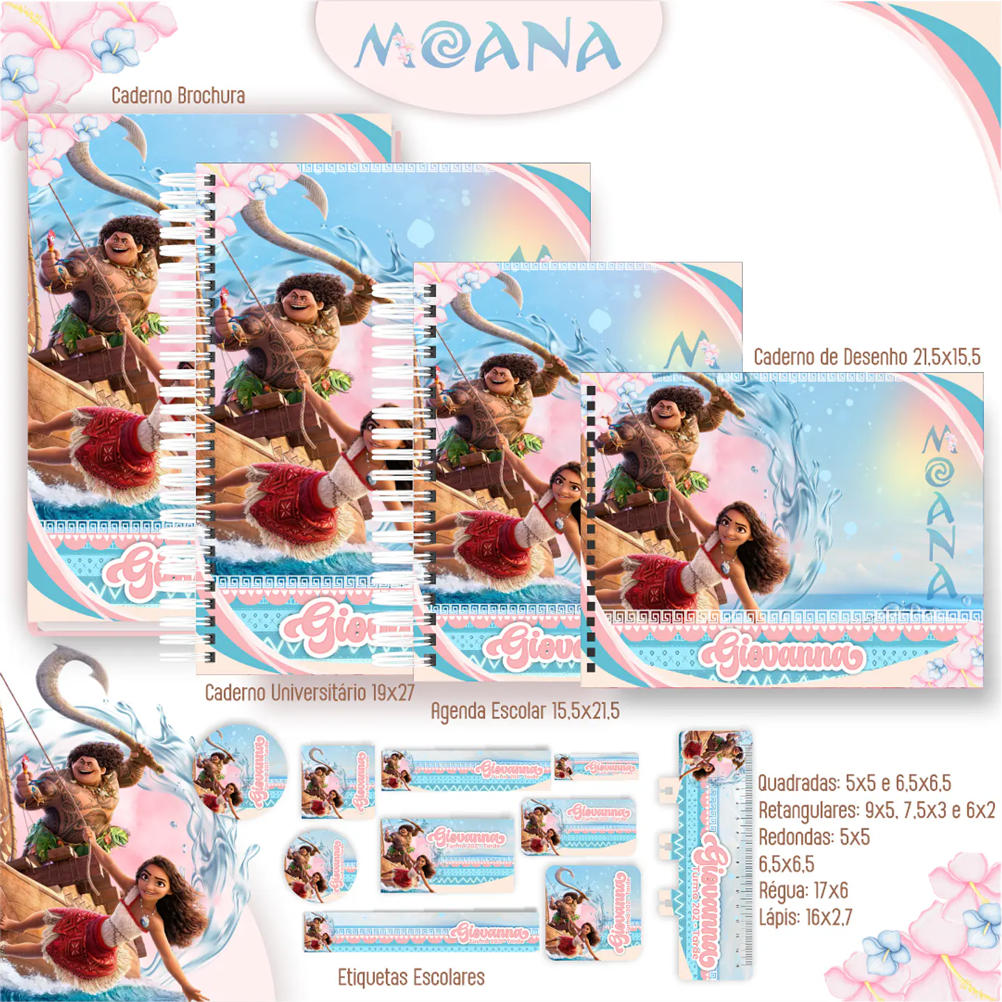Kit Digital Encadernação Moana 2 - Completo 7