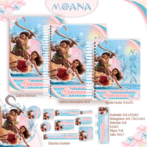 Kit Digital Encadernação Moana 2 - Completo