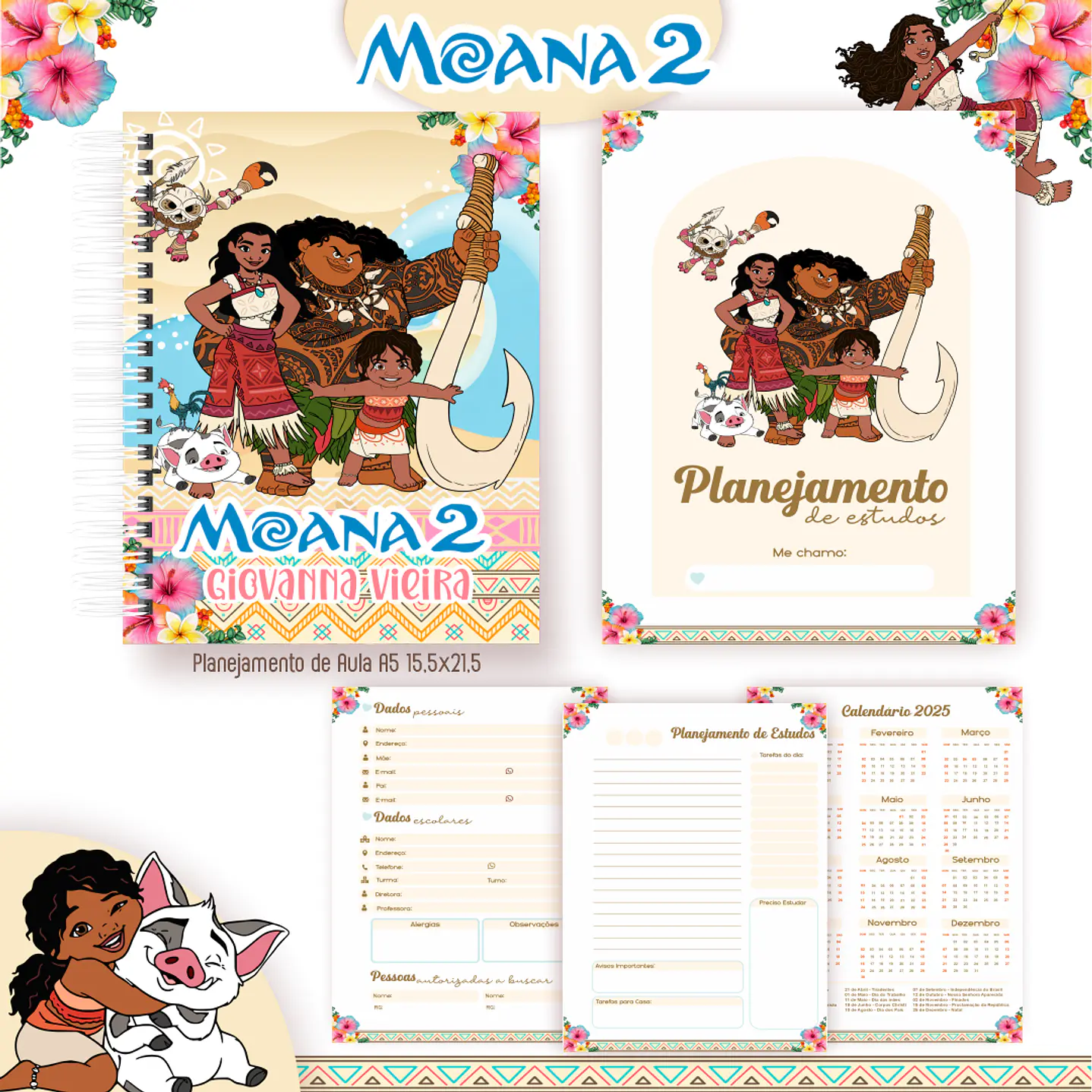 Kit Digital Encadernação Moana 2 - Completo  2