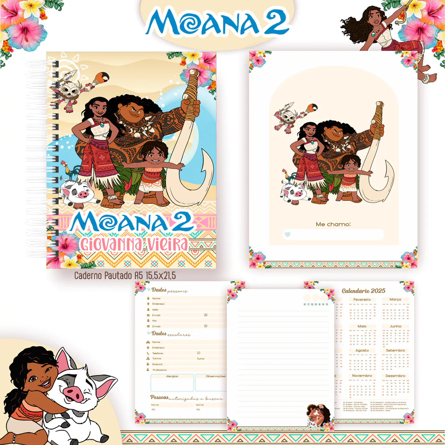 Kit Digital Encadernação Moana 2 - Completo  1