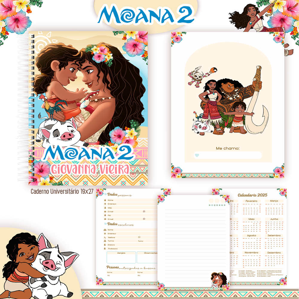 Kit Digital Encadernação Moana 2 - Completo 