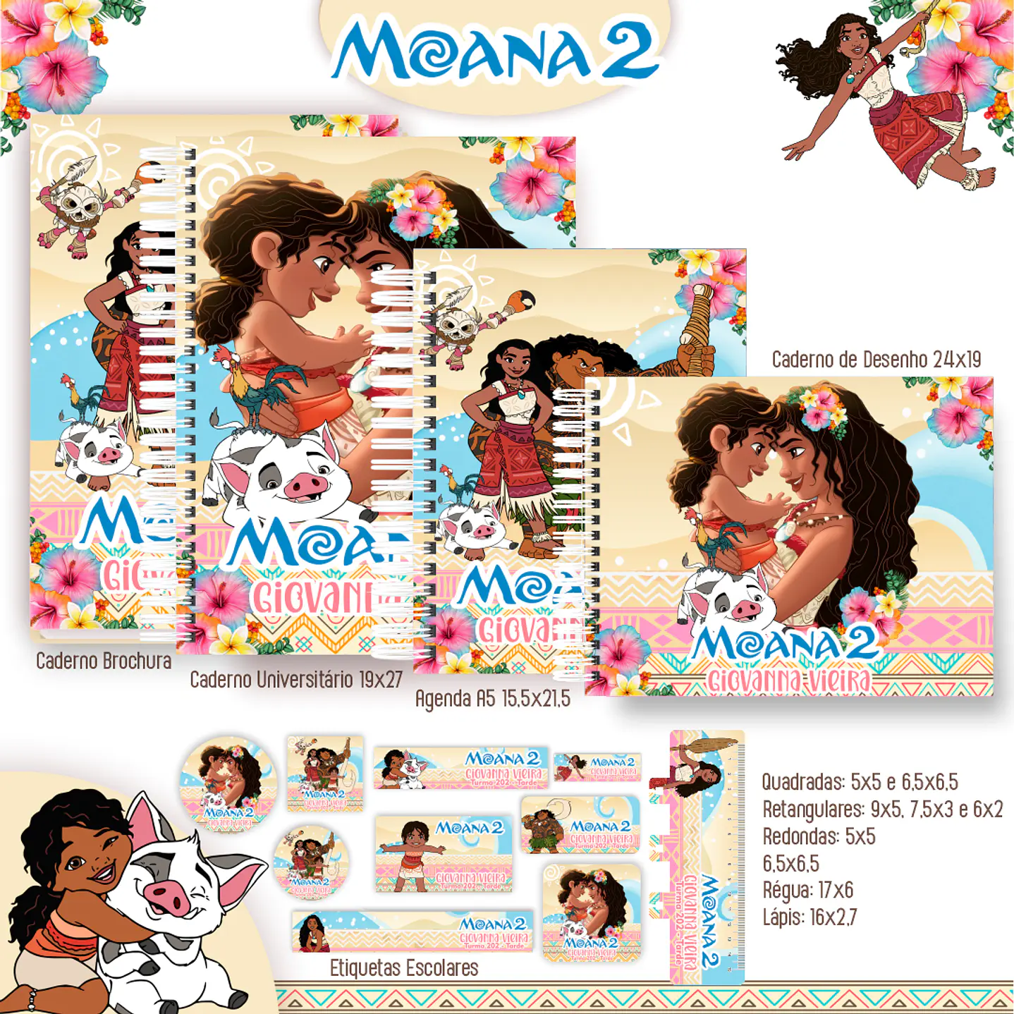 Kit Digital Encadernação Moana 2 - Completo  6