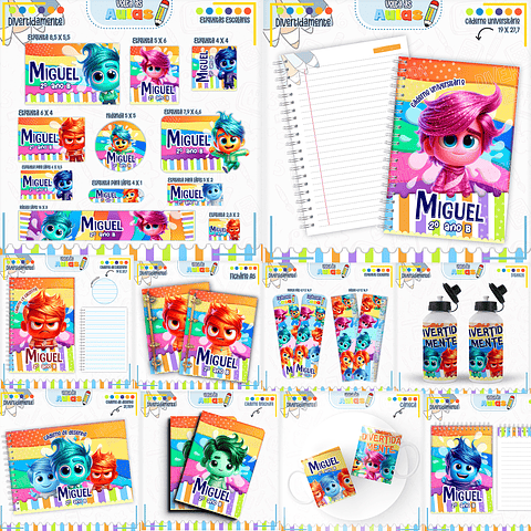 Kit Digital Encadernação Divertida Mente - Volta às Aulas