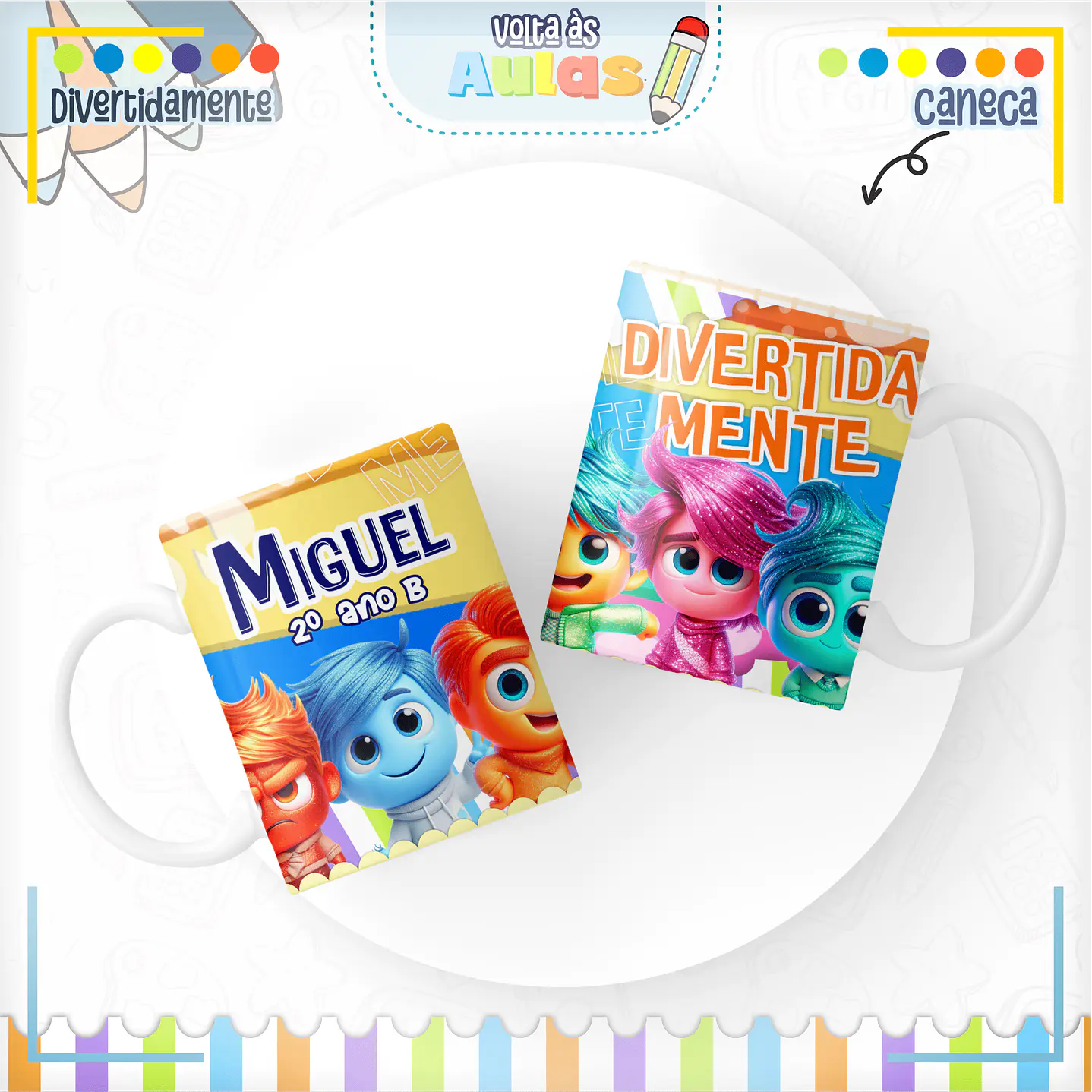 Kit Digital Encadernação Divertida Mente - Volta às Aulas 3