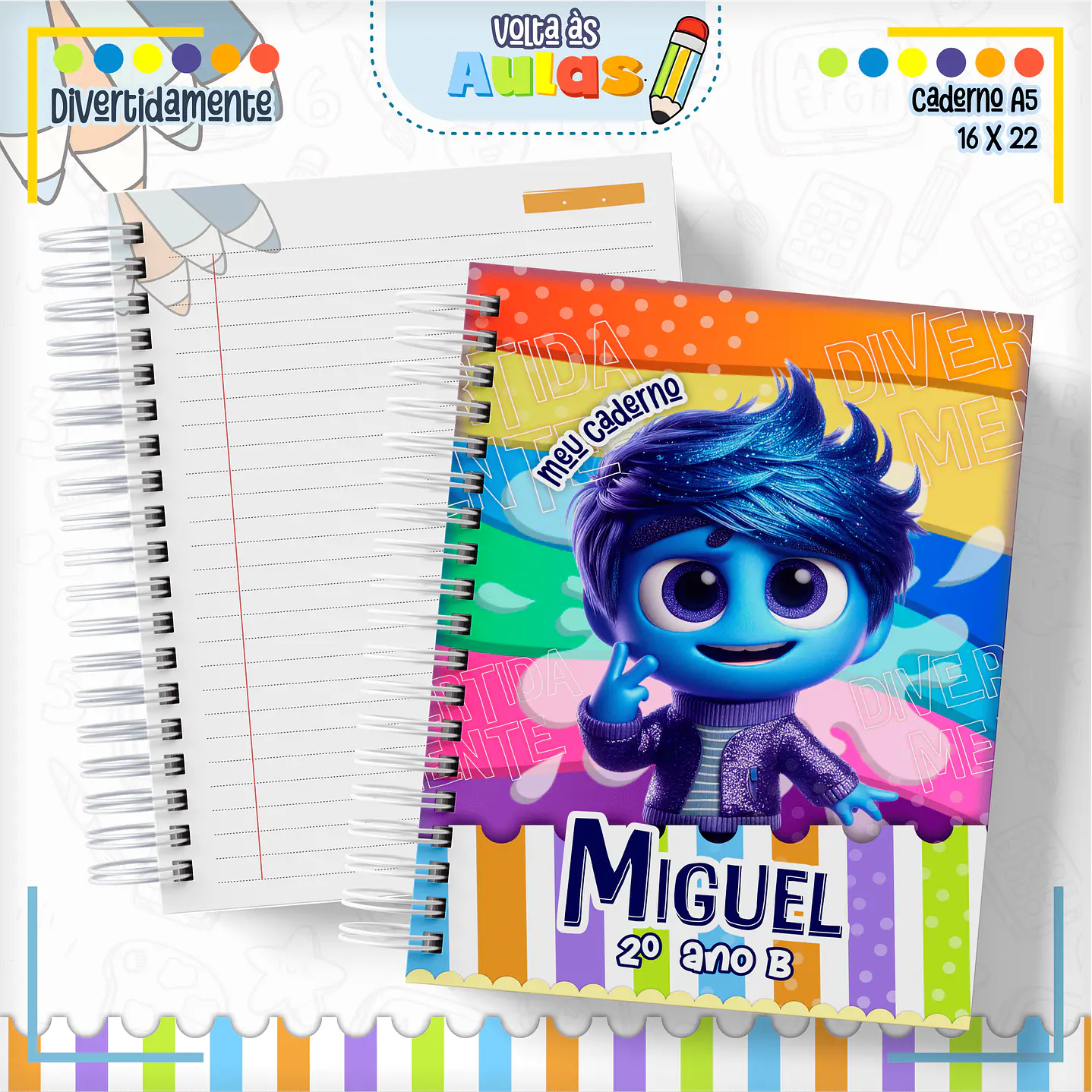 Kit Digital Encadernação Divertida Mente - Volta às Aulas 4
