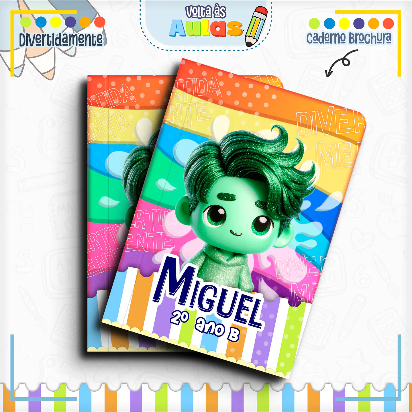 Kit Digital Encadernação Divertida Mente - Volta às Aulas 8