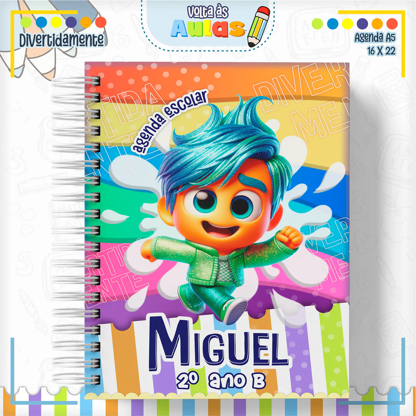 Kit Digital Encadernação Divertida Mente - Volta às Aulas 9