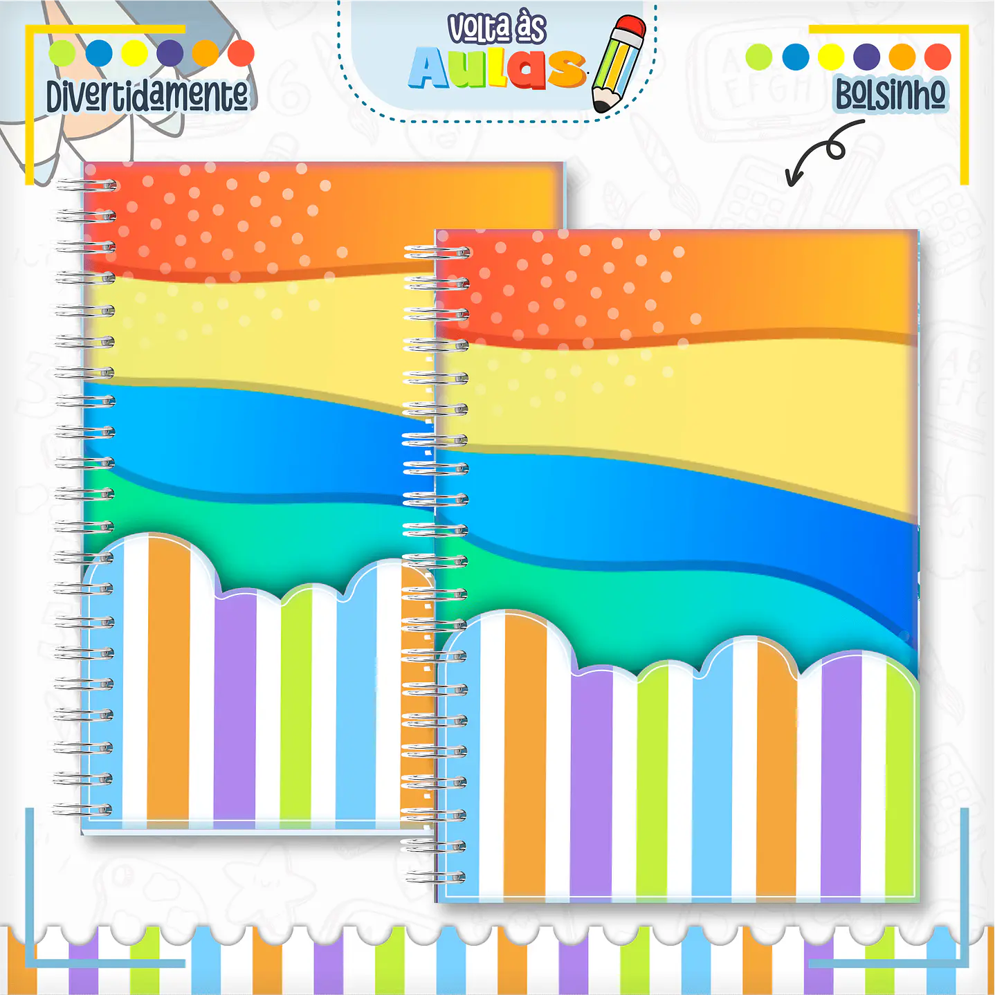 Kit Digital Encadernação Divertida Mente - Volta às Aulas 13