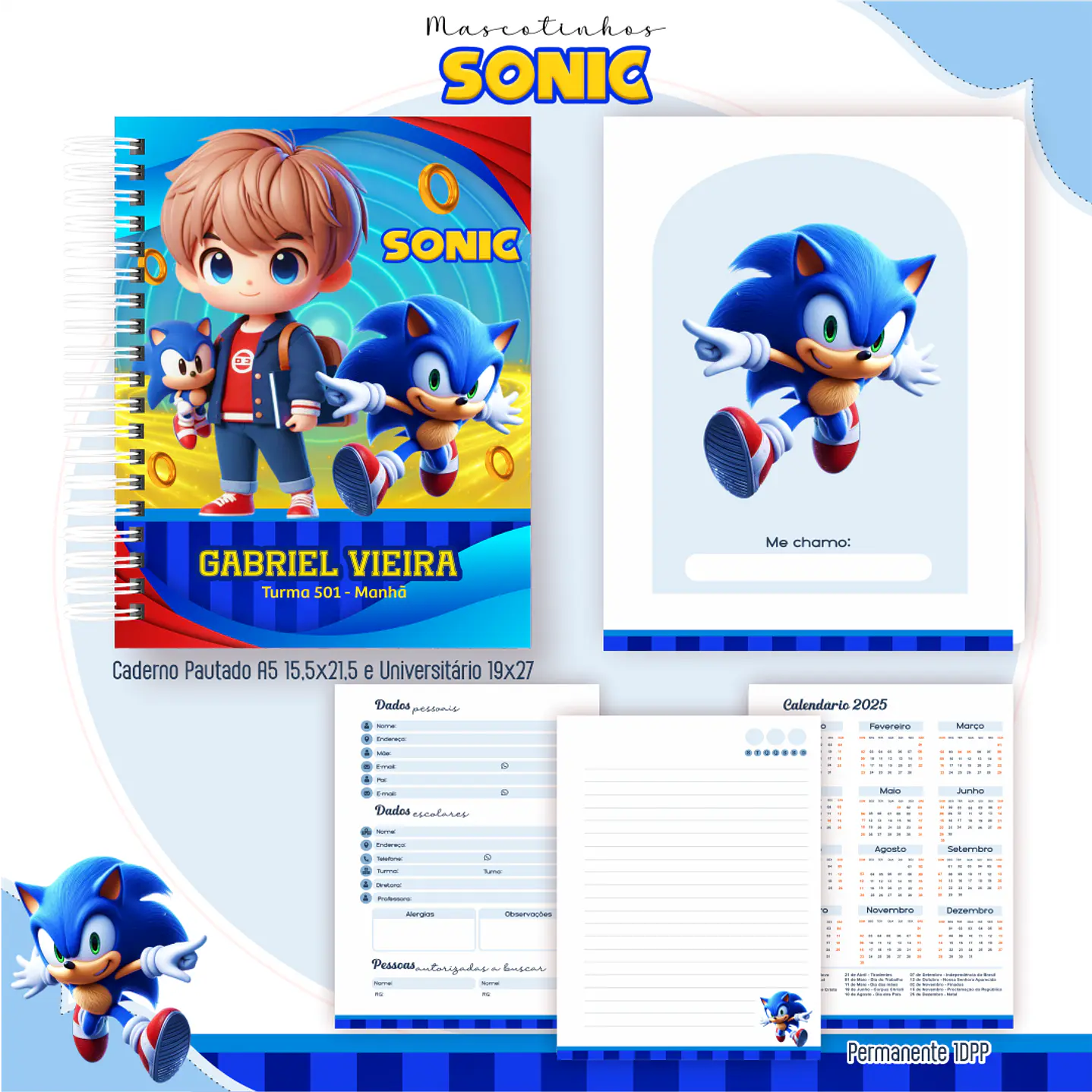 Kit Digital Encadernação Sonic - Volta às Aulas Completo 2