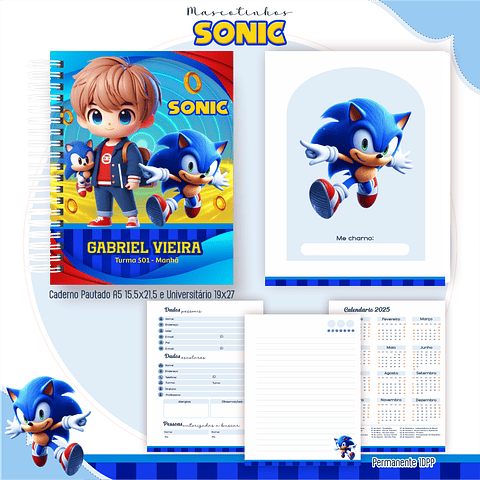 Kit Digital Encadernação Sonic - Volta às Aulas Completo
