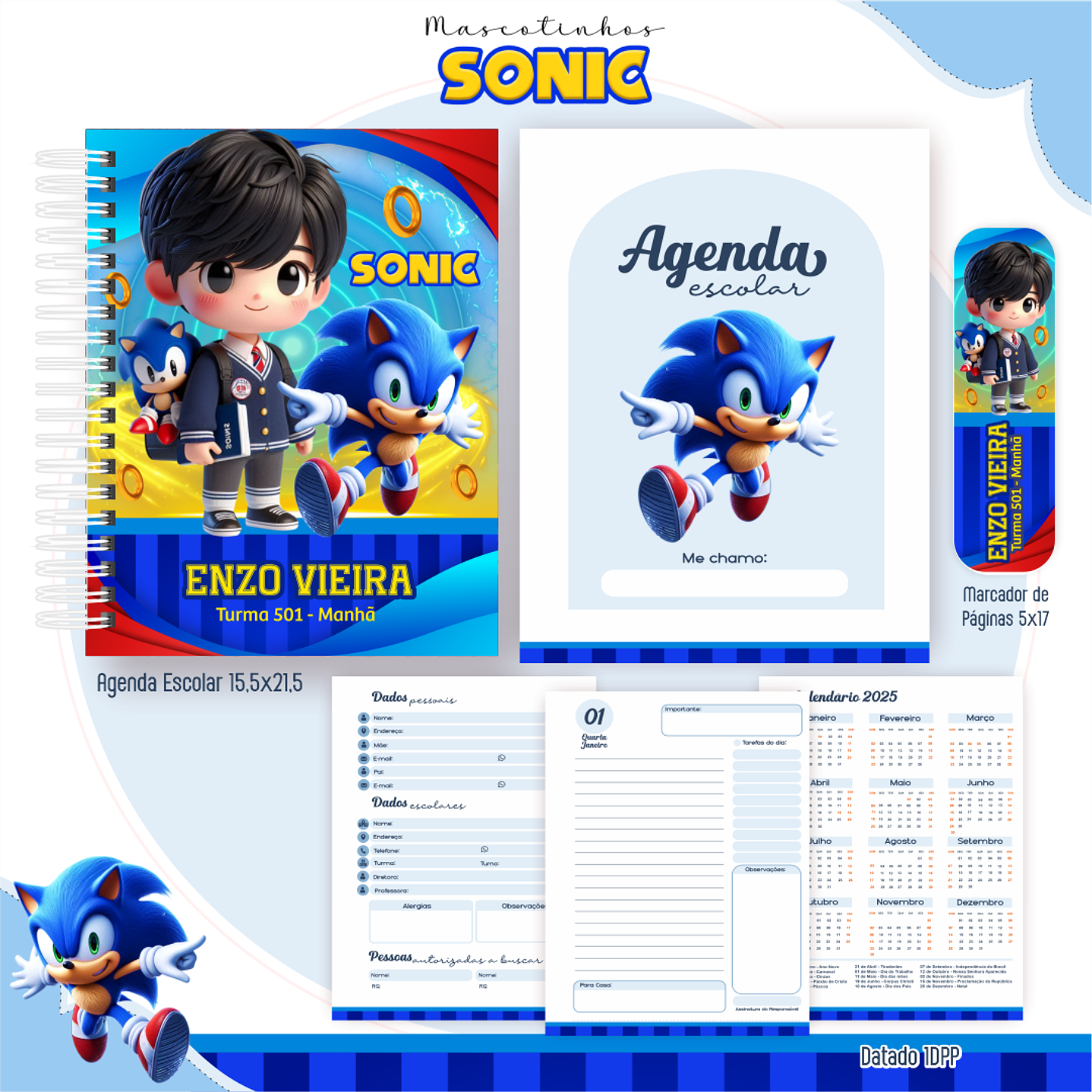 Kit Digital Encadernação Sonic - Volta às Aulas Completo 3