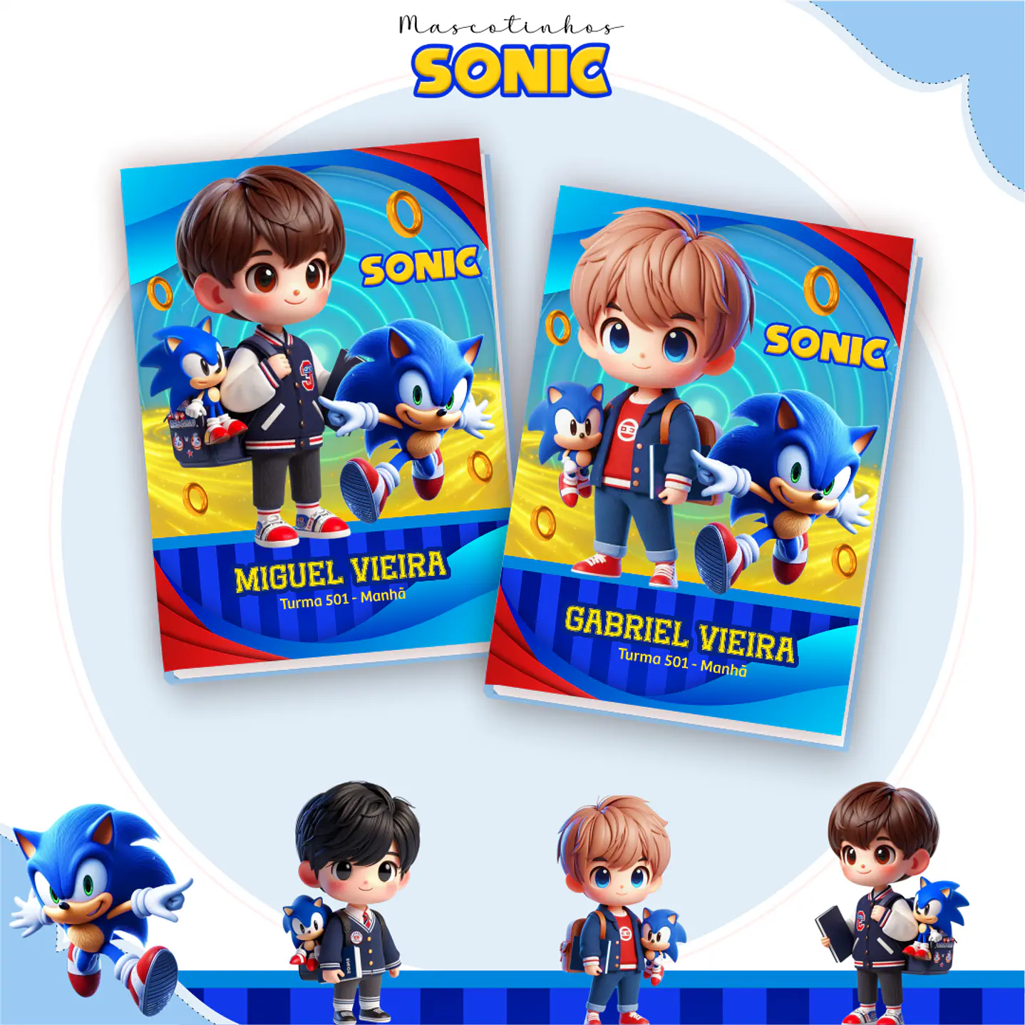 Kit Digital Encadernação Sonic - Volta às Aulas Completo 4