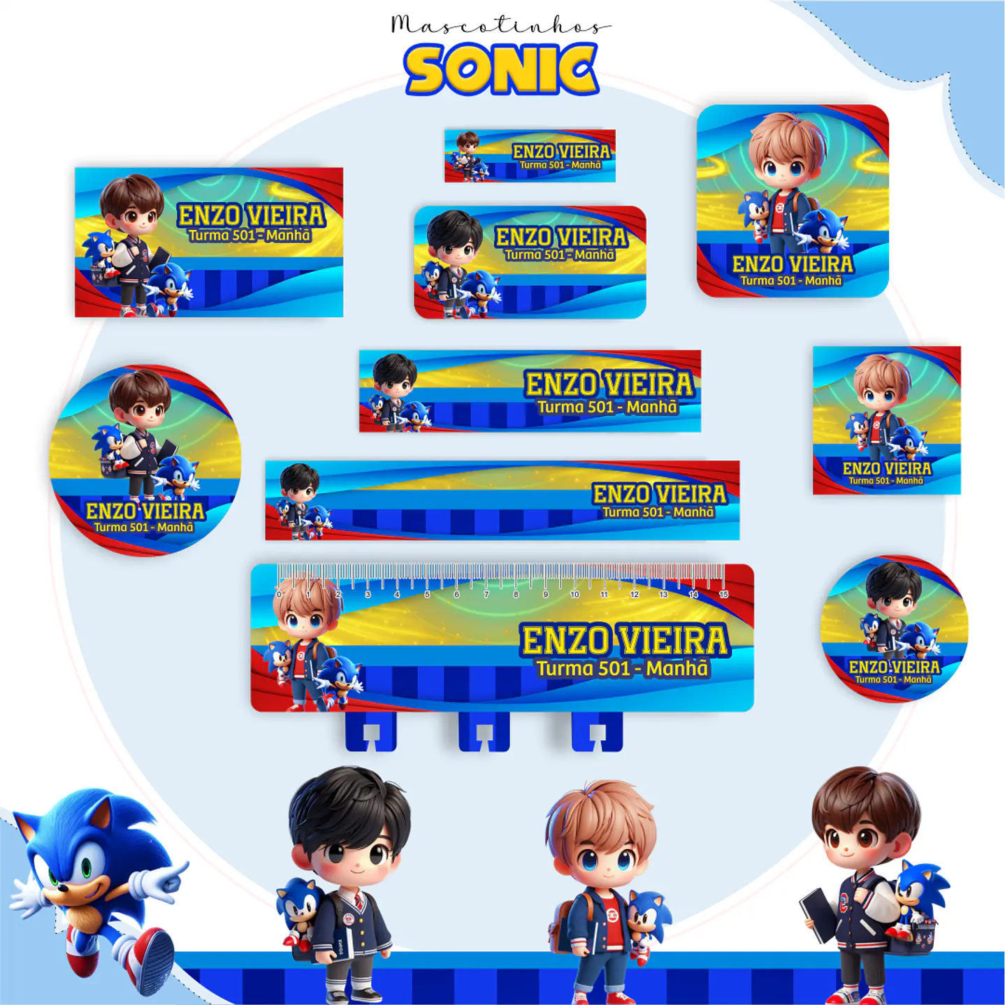 Kit Digital Encadernação Sonic - Volta às Aulas Completo 5