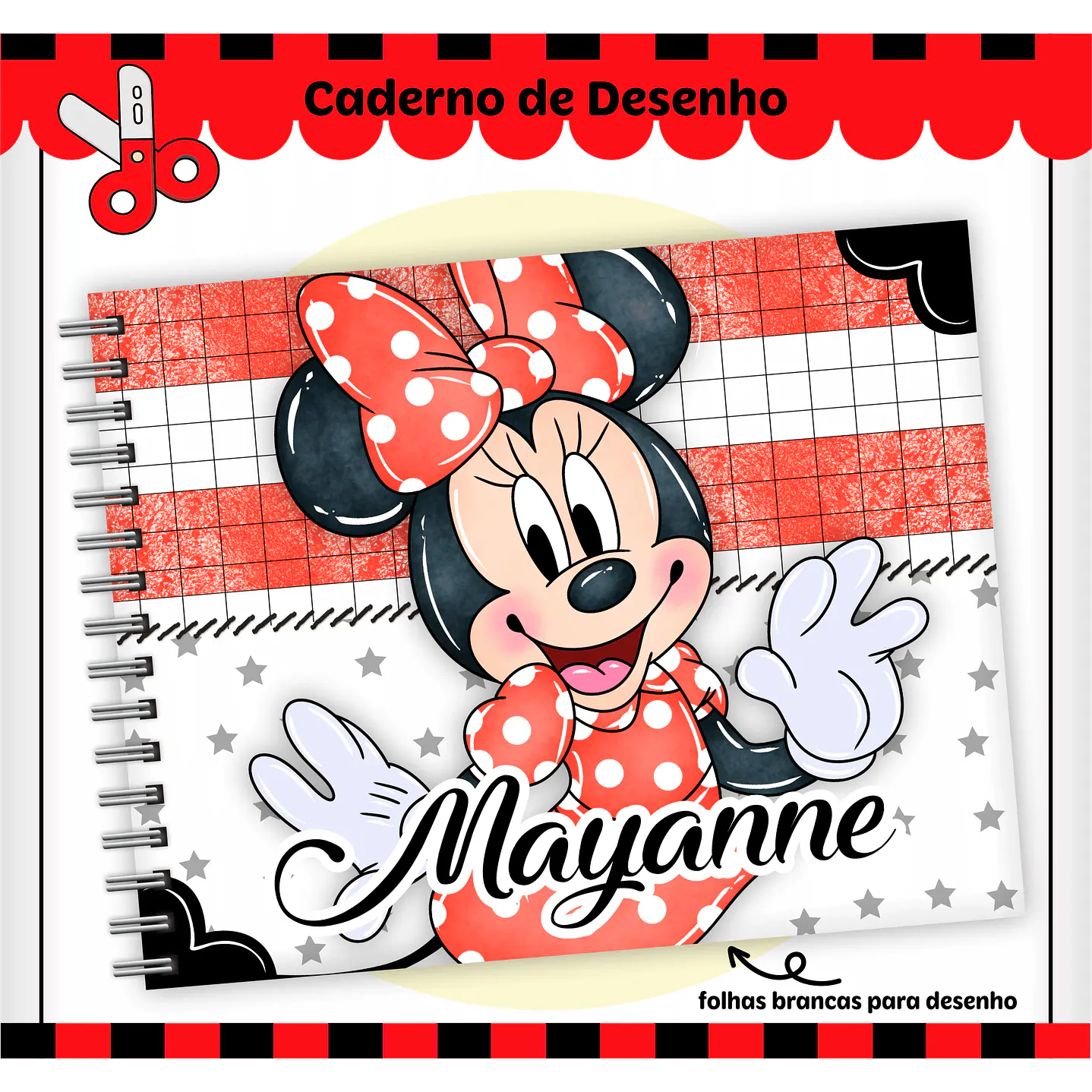Kit Digital Encadernação Minnie Vermelha- Volta às Aulas 6