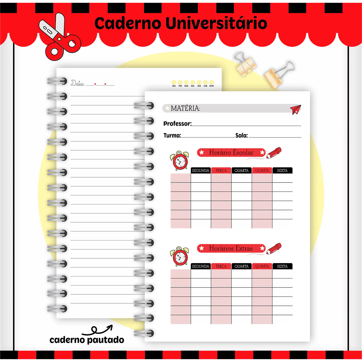 Kit Digital Encadernação Minnie Vermelha- Volta às Aulas 9