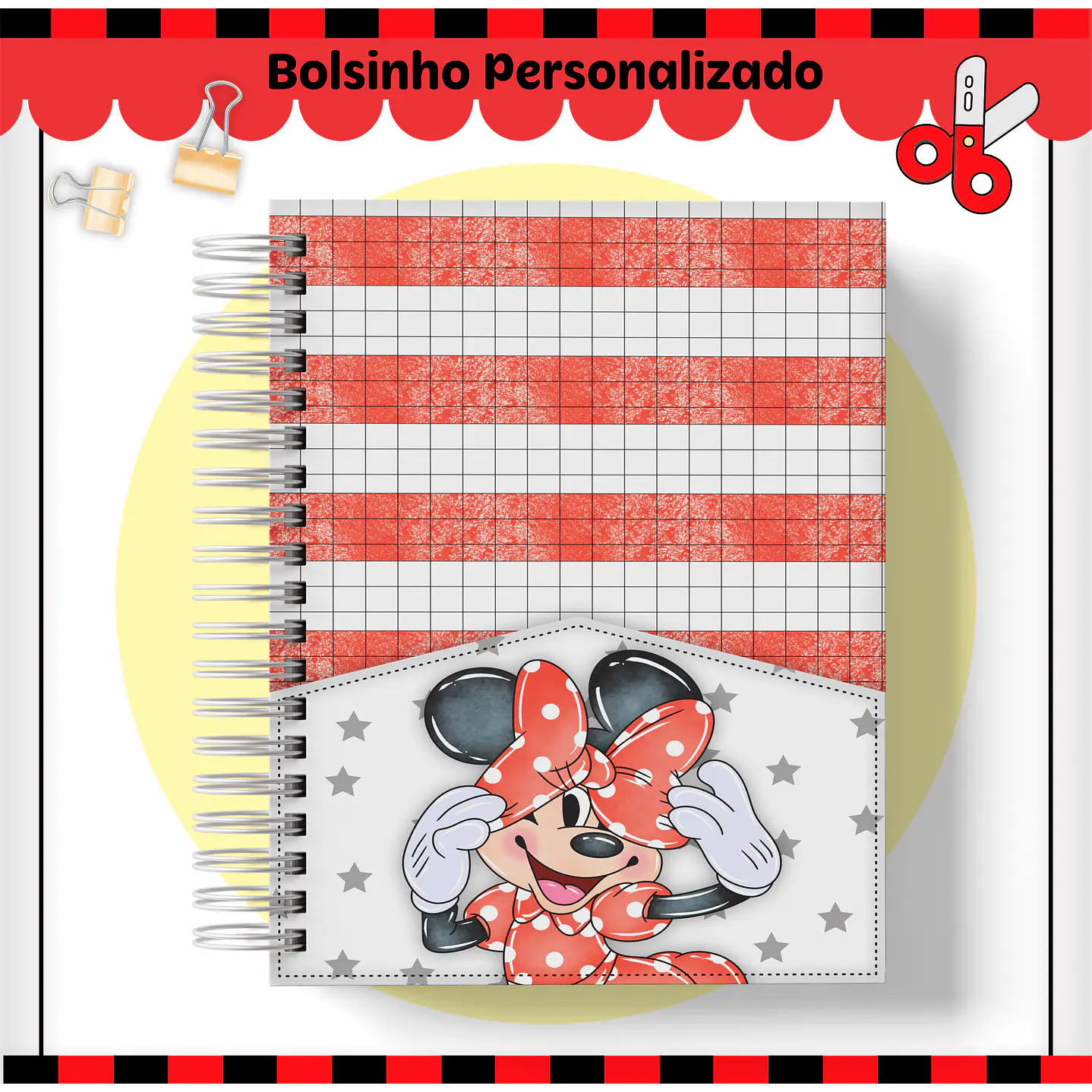 Kit Digital Encadernação Minnie Vermelha- Volta às Aulas 10
