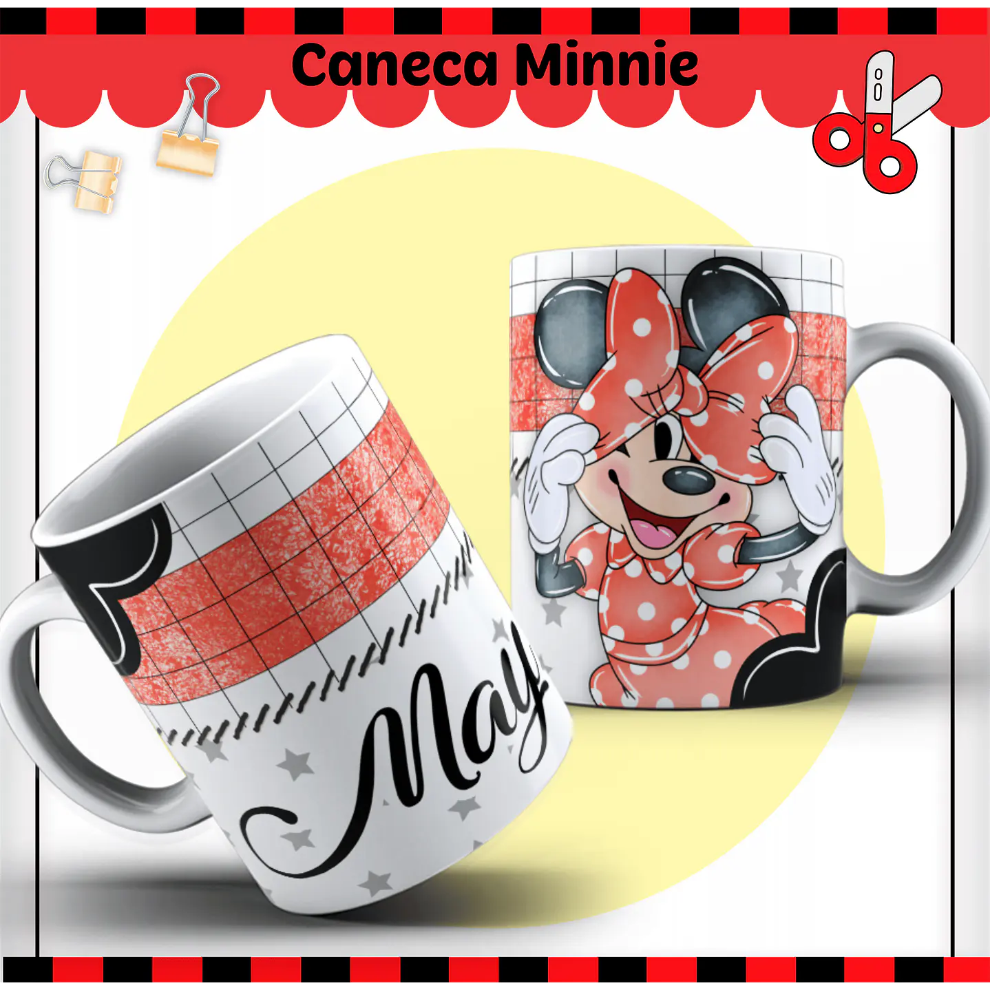 Kit Digital Encadernação Minnie Vermelha- Volta às Aulas 11