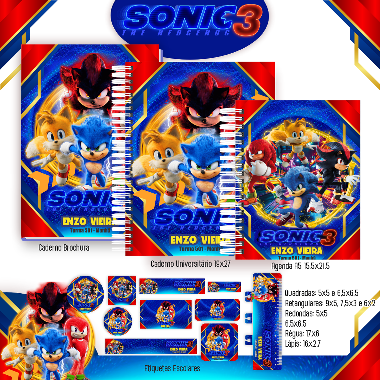 Kit Digital Encadernação Sonic 3 - Completo  1