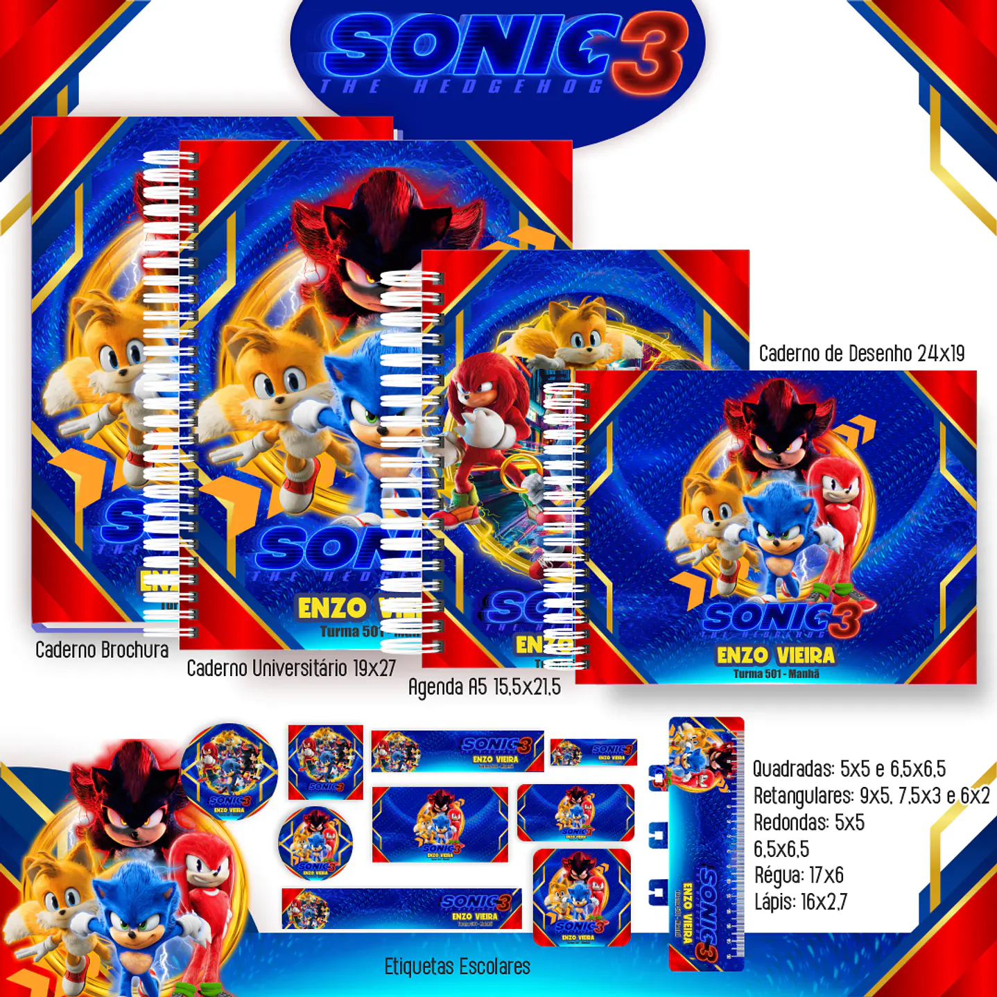 Kit Digital Encadernação Sonic 3 - Completo  2