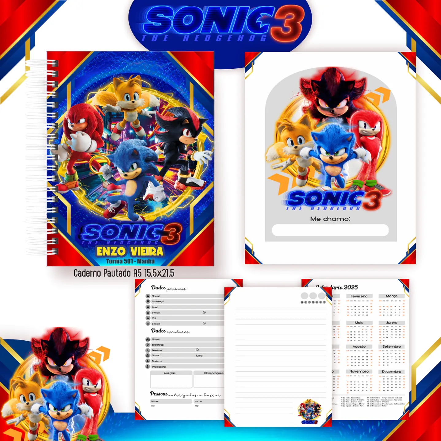 Kit Digital Encadernação Sonic 3 - Completo  6