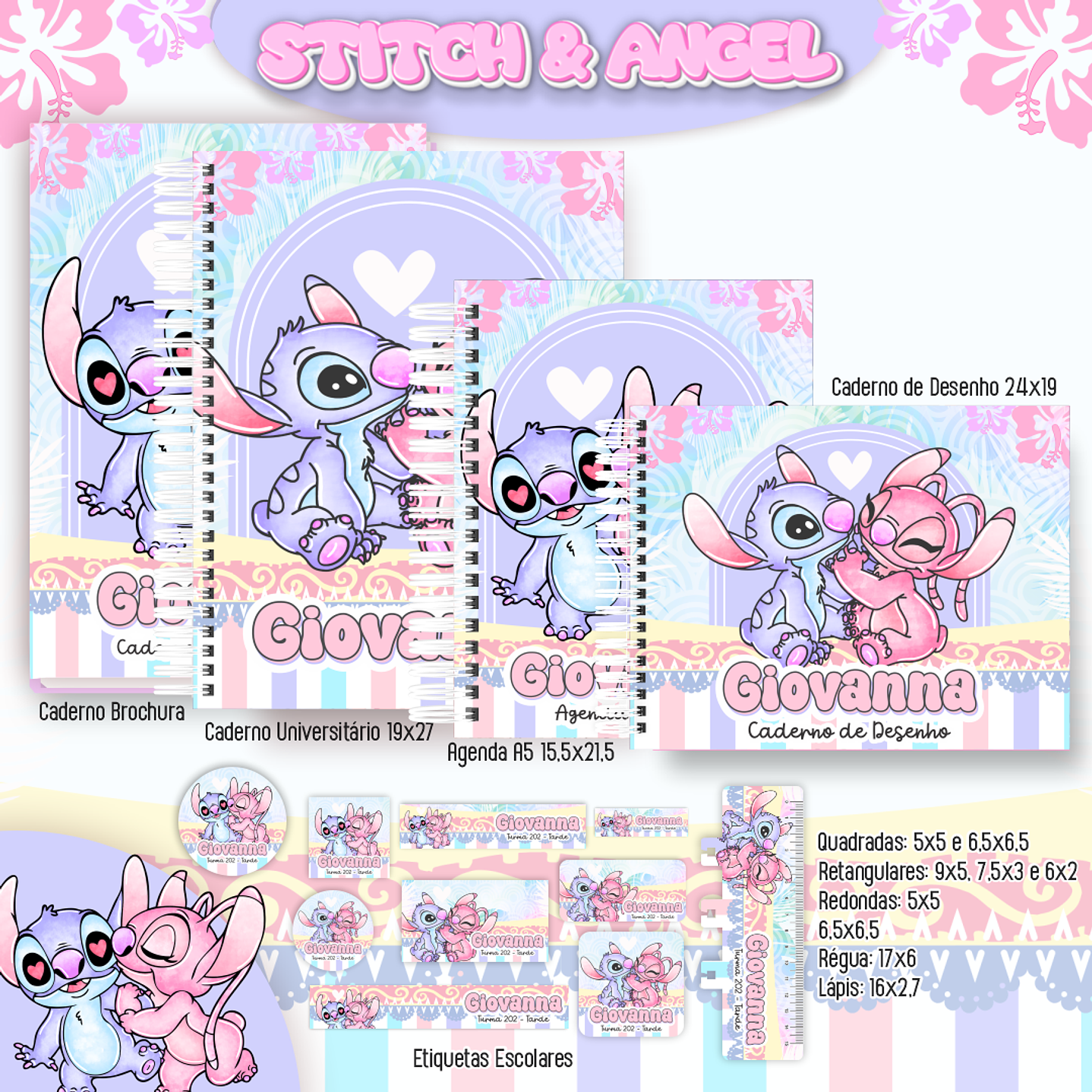 Kit Digital Encadernação Stitch e Angel  - Completo   2