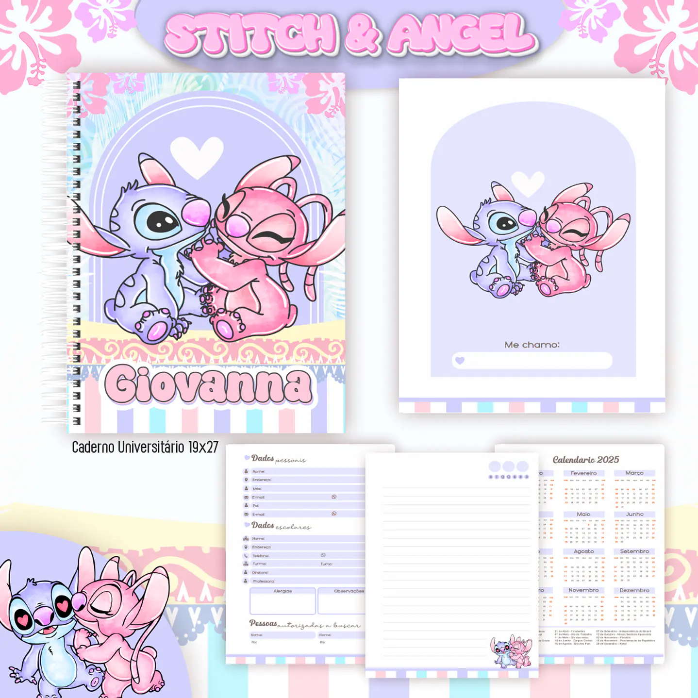 Kit Digital Encadernação Stitch e Angel  - Completo   5