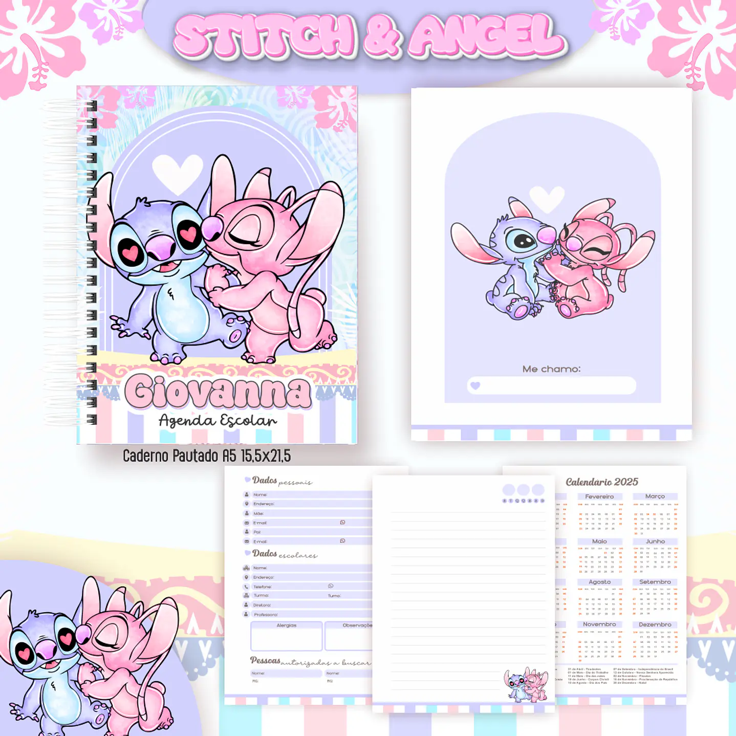 Kit Digital Encadernação Stitch e Angel  - Completo   6