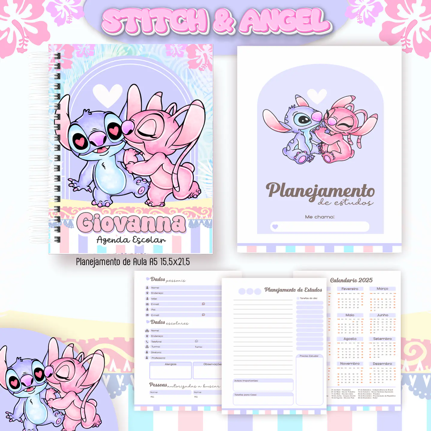 Kit Digital Encadernação Stitch e Angel  - Completo   7