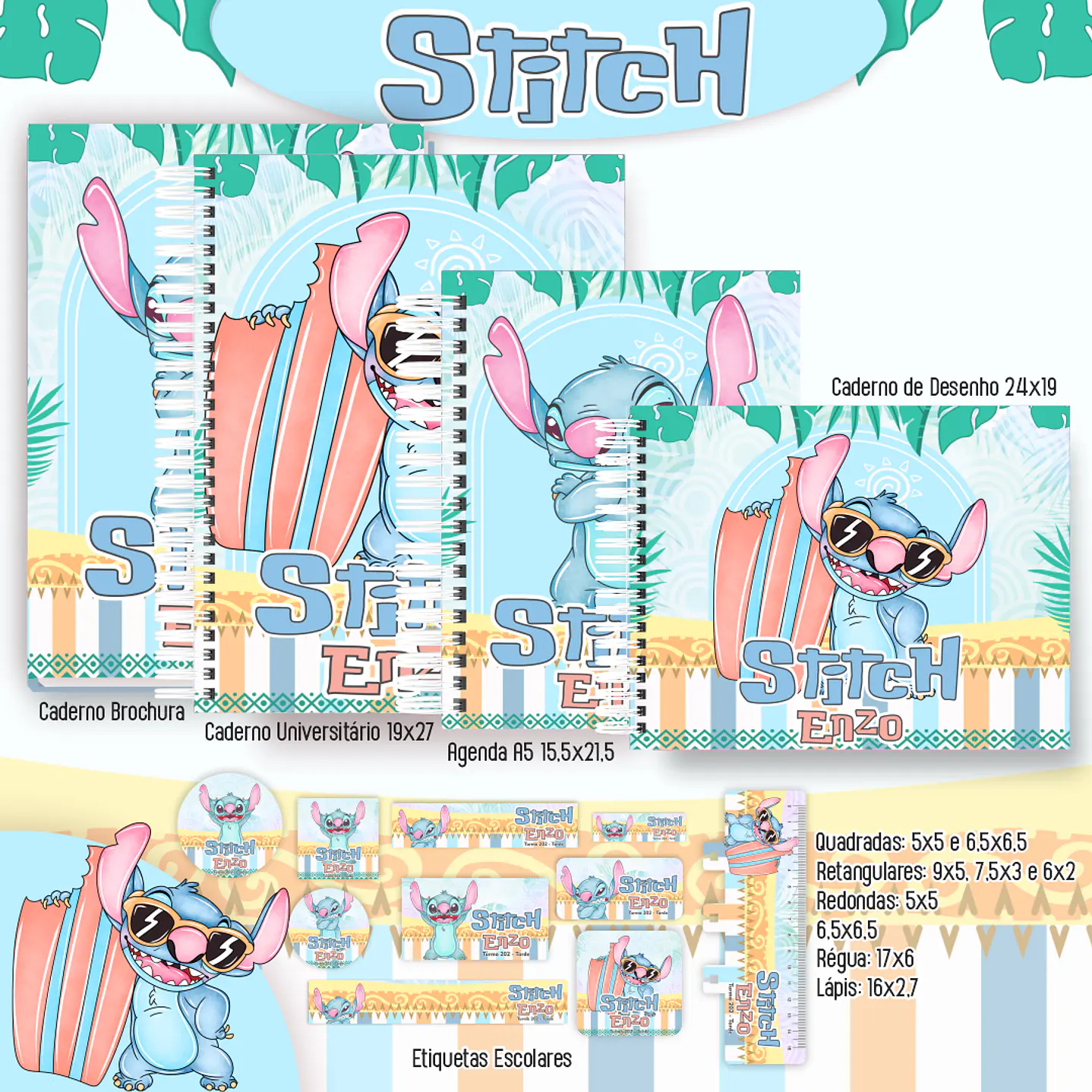 Kit Digital Encadernação Stitch - Completo    1