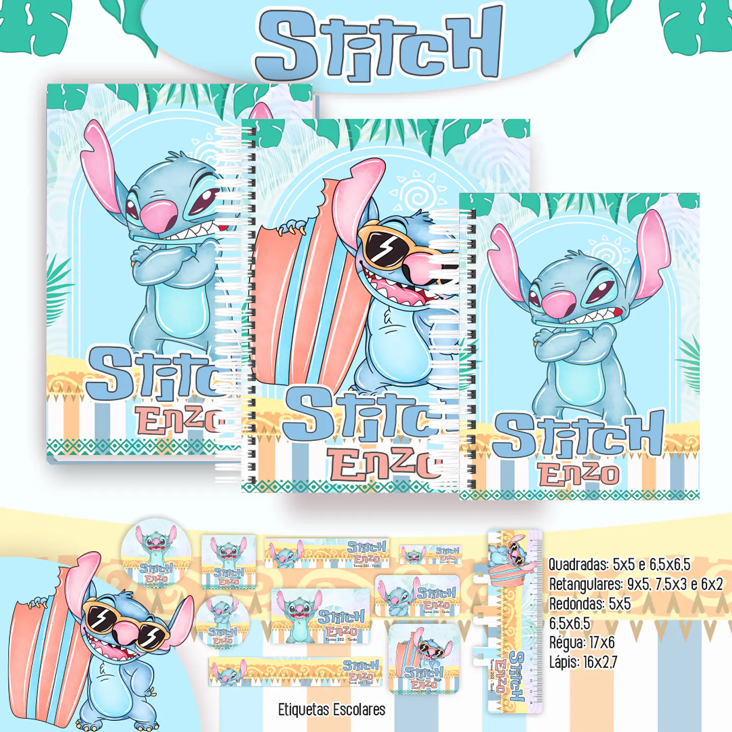 Kit Digital Encadernação Stitch - Completo    2